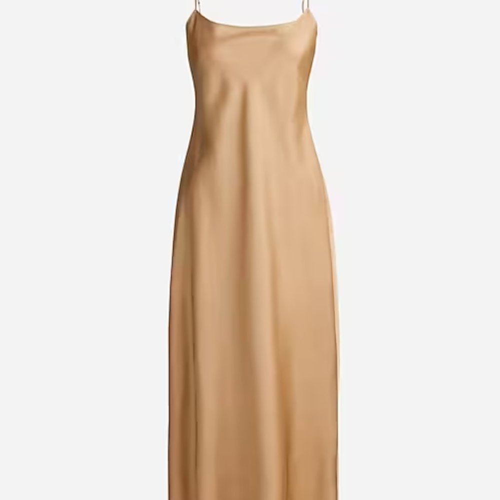 NEW - J.Crew Midi Slip Dress, Size 6 in Caramel Gold
